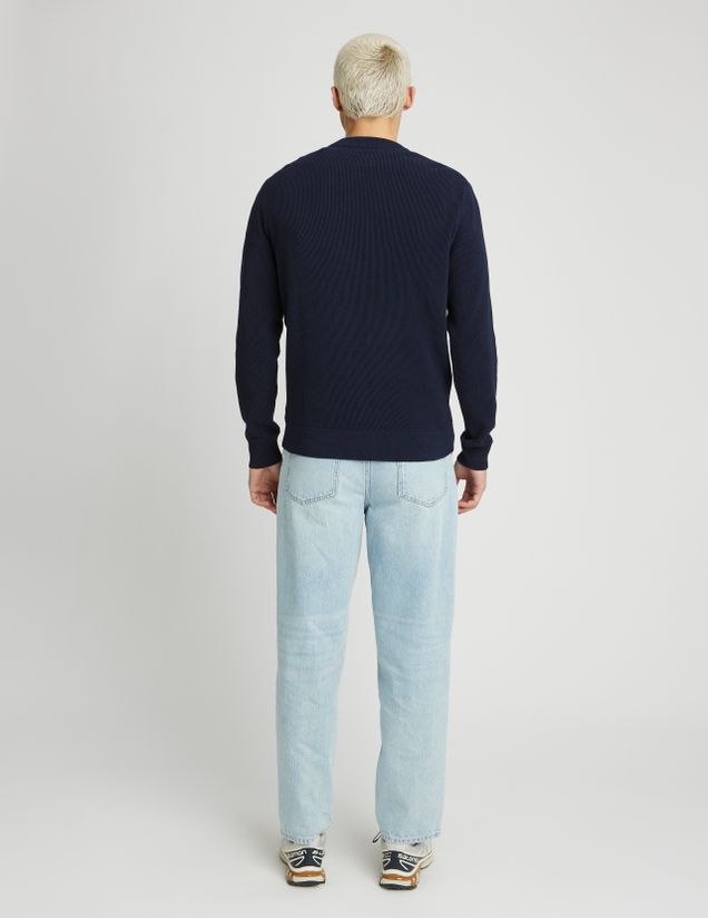 Pull col rond maille côtelée