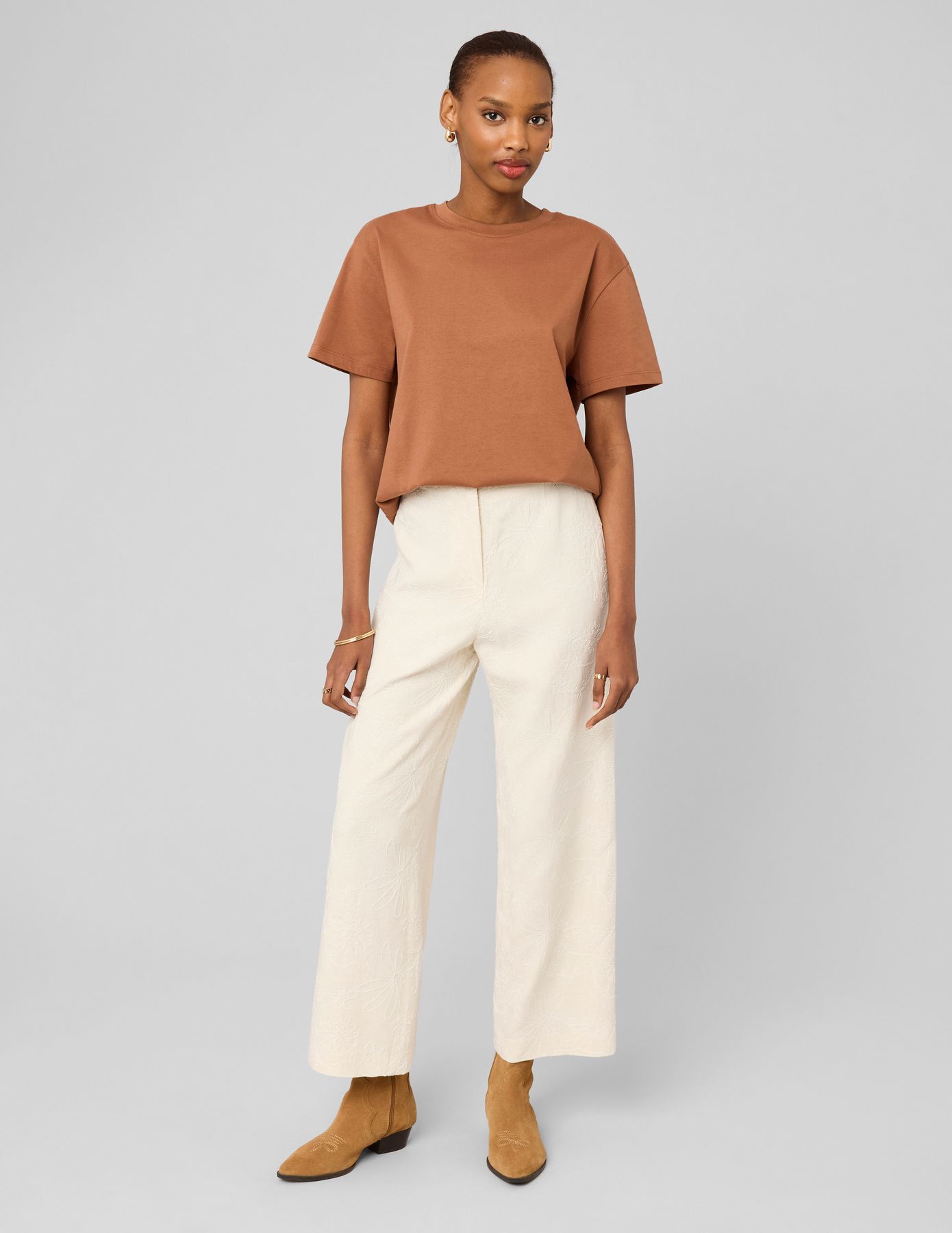 Pantalon fluide brod&eacute;