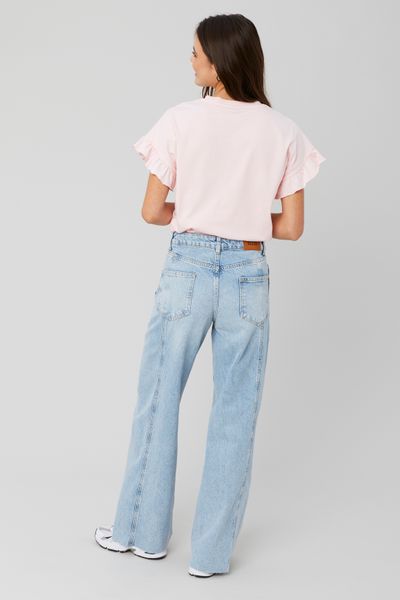 Jean wide leg empiècement côté