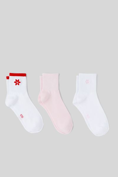 Lot de 3 paires de chaussettes fleurs