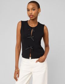 Top sans manches &agrave; n&oelig;uds