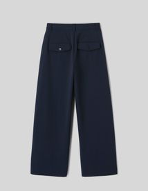 Pantalon large &agrave; plis et double bouton