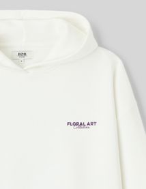 Sweat col capuche imprimé devant/dos