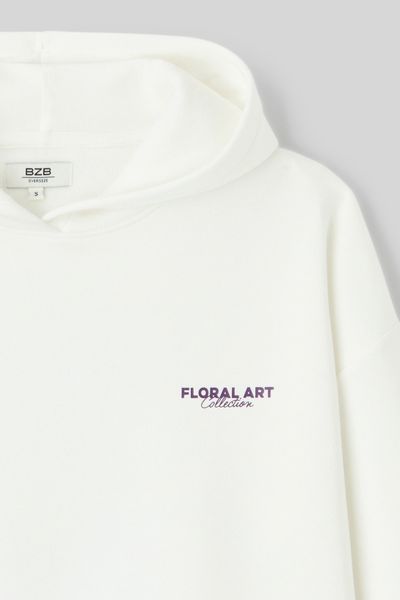 Sweat col capuche imprimé devant/dos