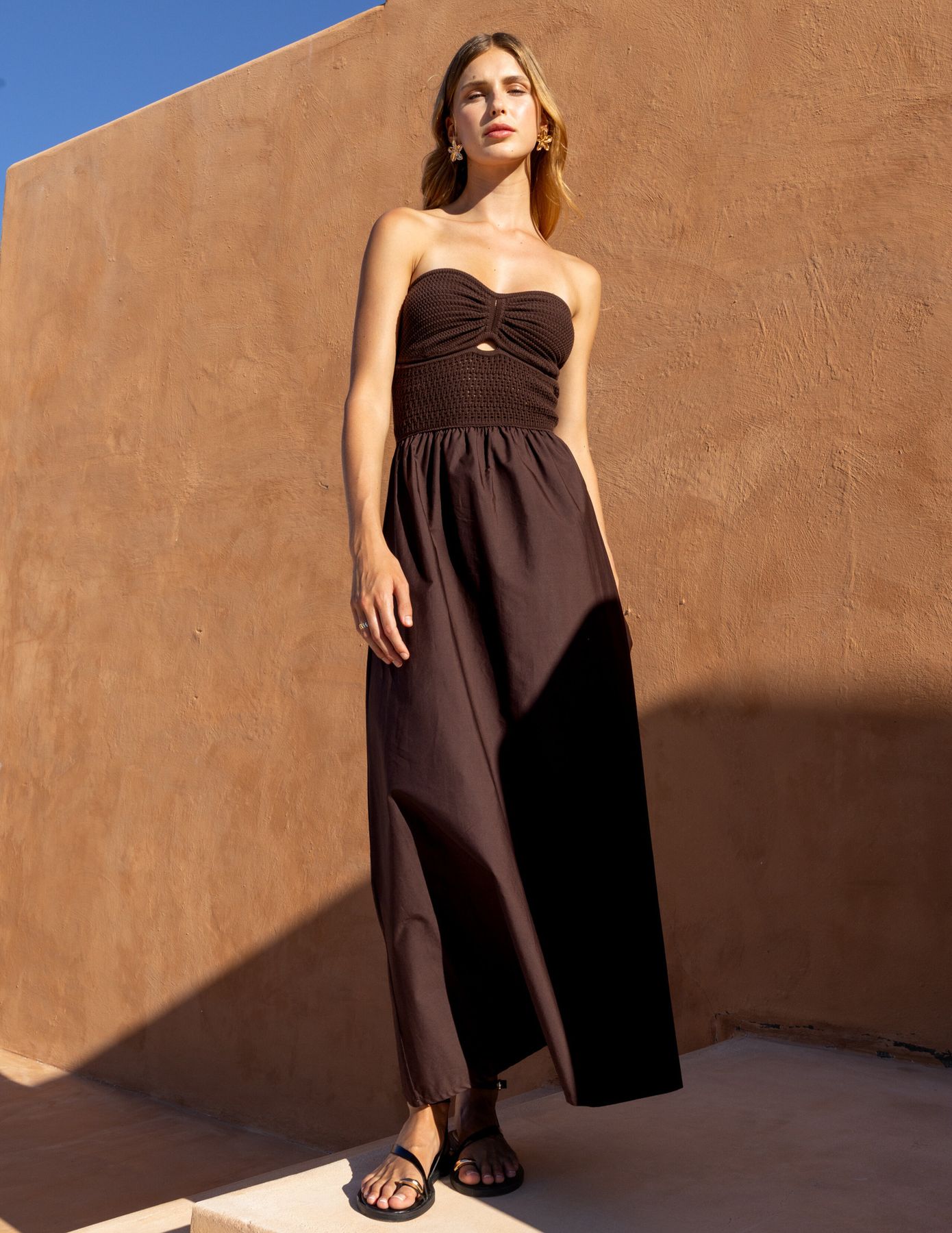 Robe bustier bi-mati&egrave;re