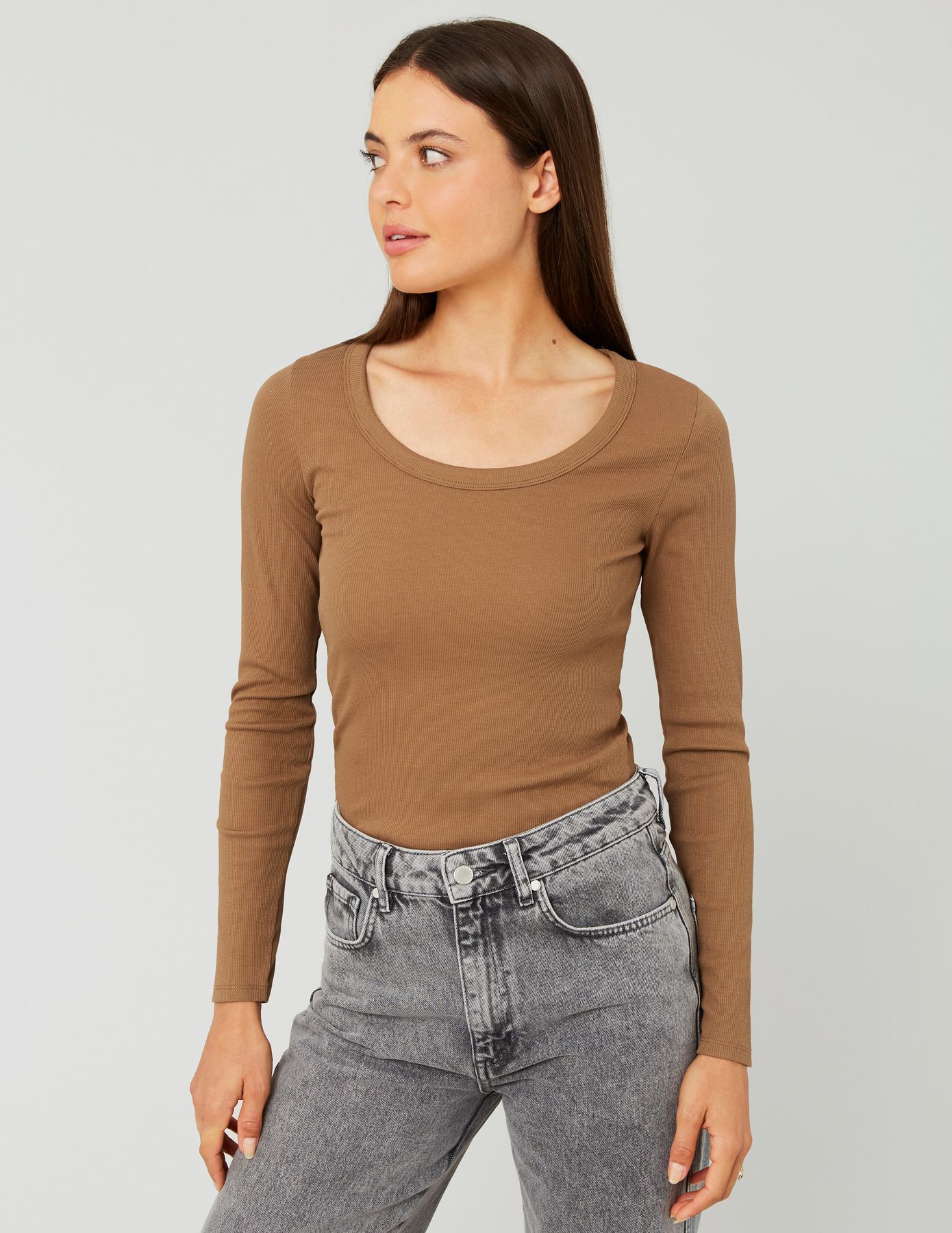 T-shirt côtelé manches longues