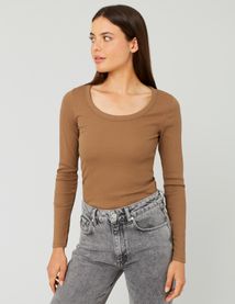 T-shirt côtelé manches longues