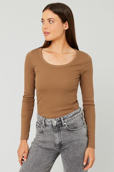 T-shirt côtelé manches longues