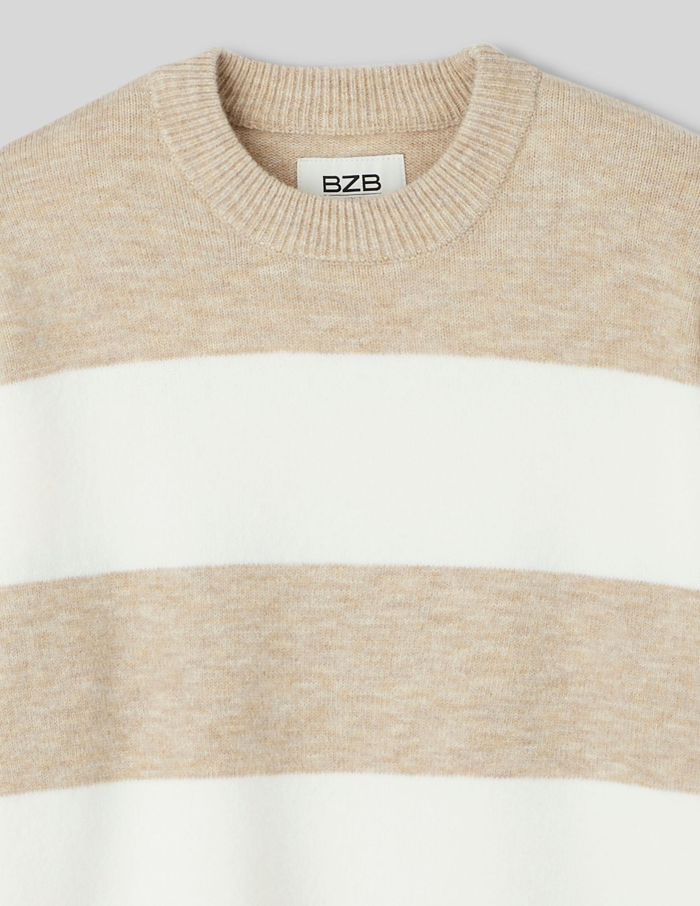 Pull col rond maxi rayures