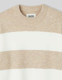 Pull col rond maxi rayures