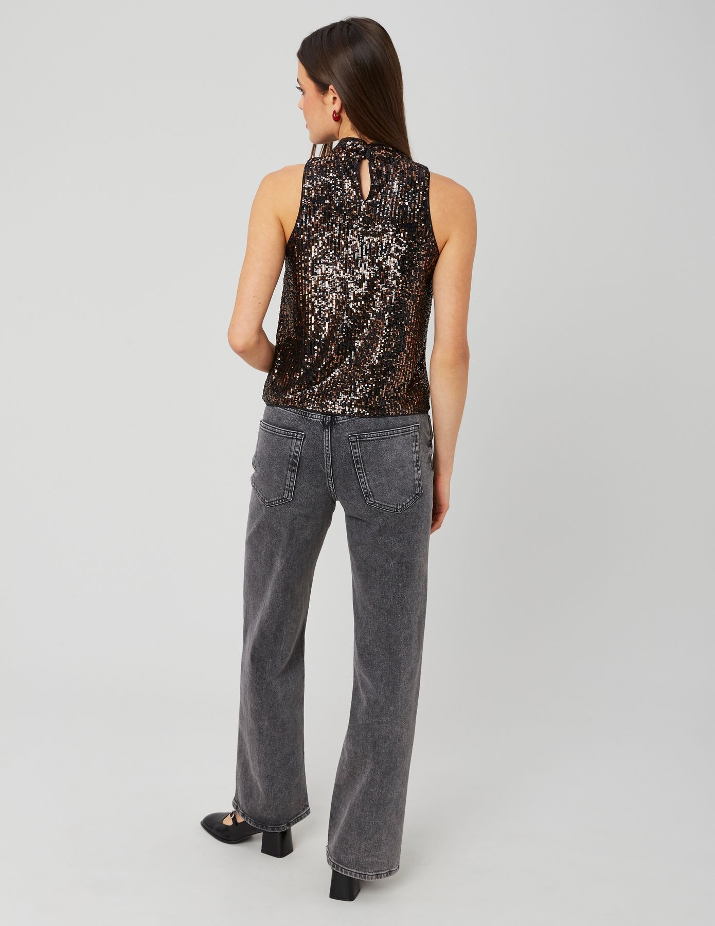 T-shirt sans manches à sequins