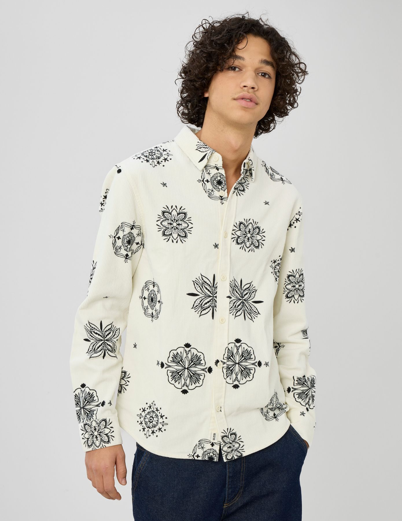 Chemise en velours imprim&eacute;e