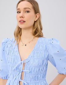 Blouse &agrave; nouer motif ray&eacute;