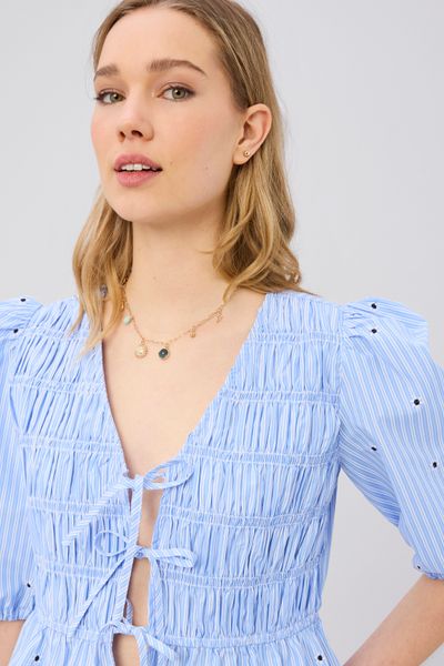 Blouse &agrave; nouer motif ray&eacute;