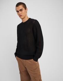 Pull col rond maille ajourée