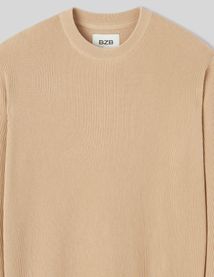 Pull col rond maille c&ocirc;tel&eacute;e