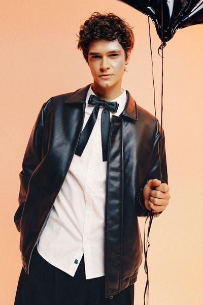 Blouson zippé en tissu enduit