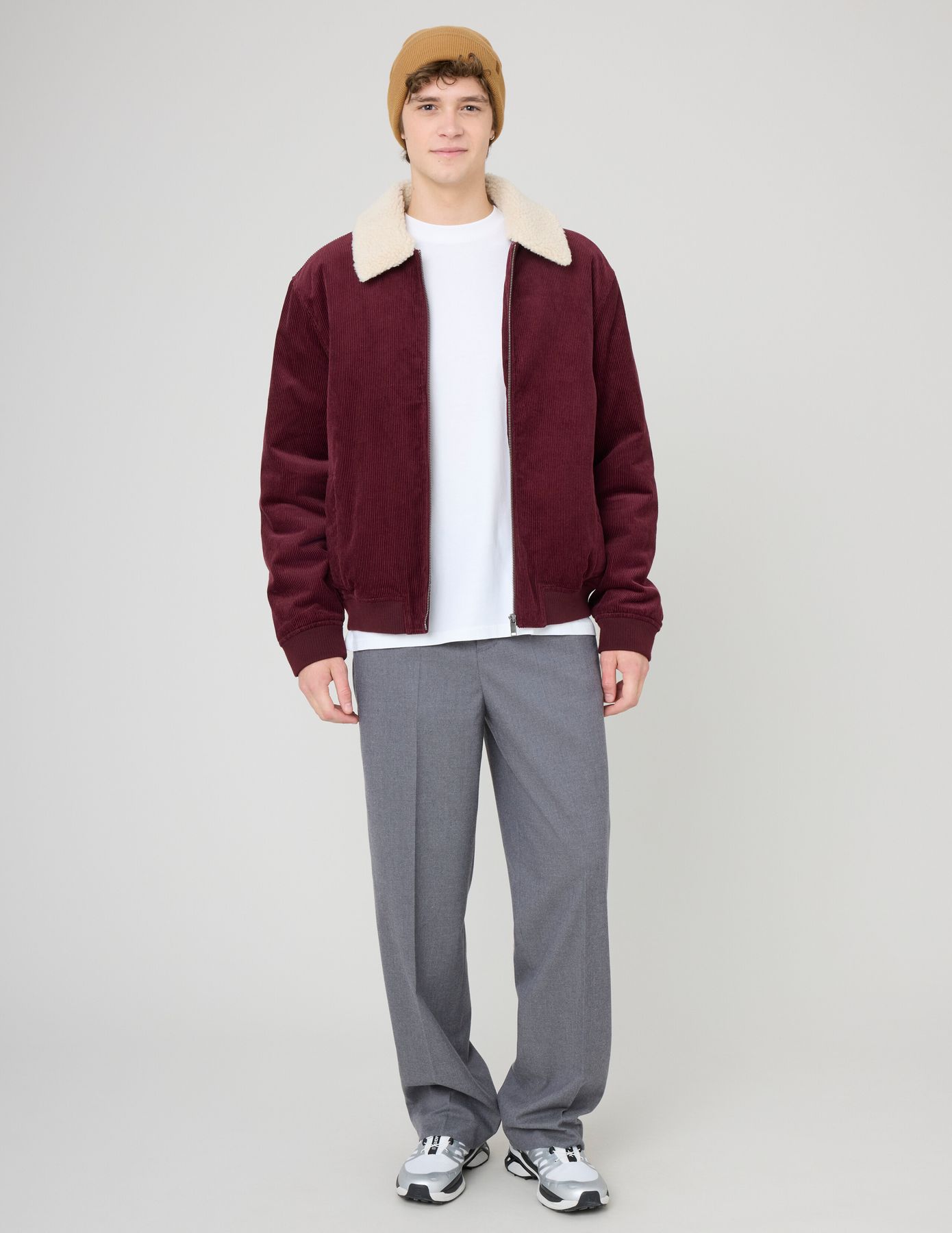 Blouson zippé velours col sherpa