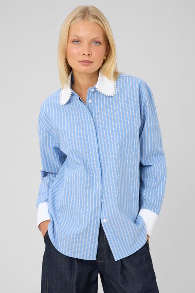 Chemise ray&eacute;e perles