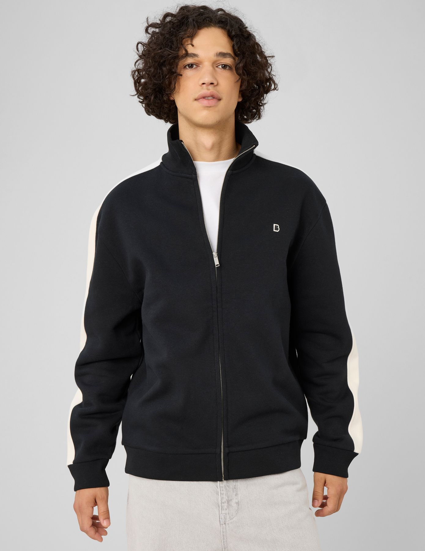 Sweat zipp&eacute; &agrave; bandes