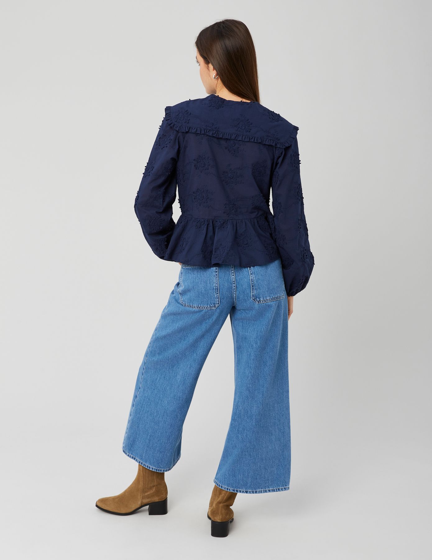 Chemise maxi col broderie 3D