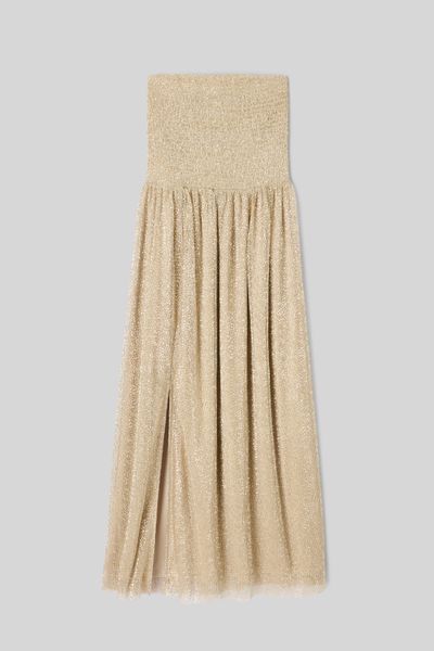 Robe longue bustier brillante