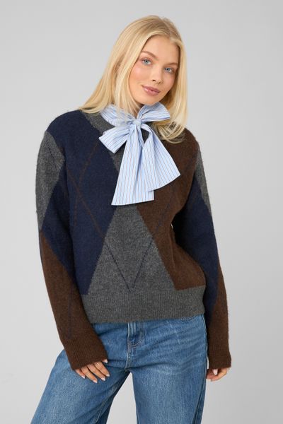 Pull jacquard col rond