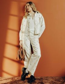 Pantalon wide leg brodé