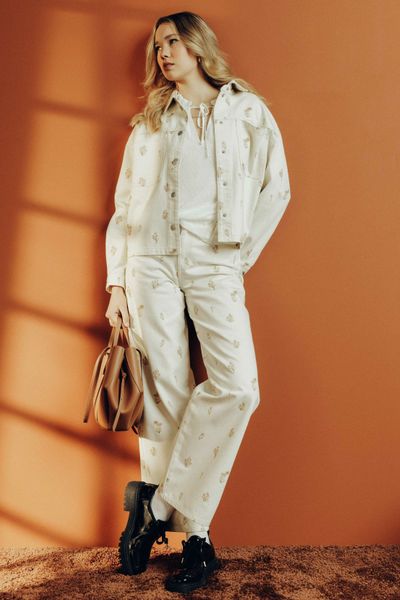 Pantalon wide leg brodé