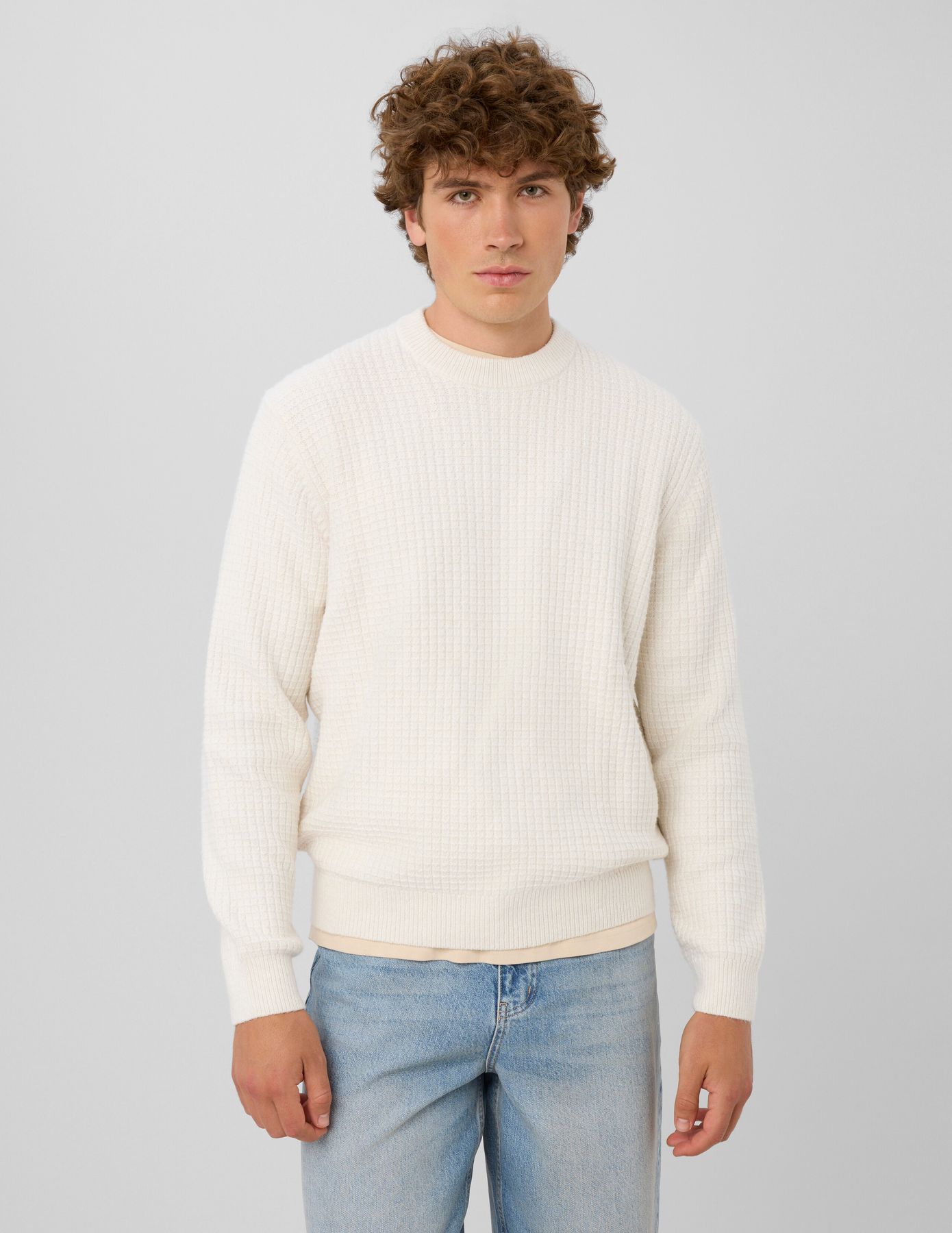 Pull maille gaufr&eacute;e