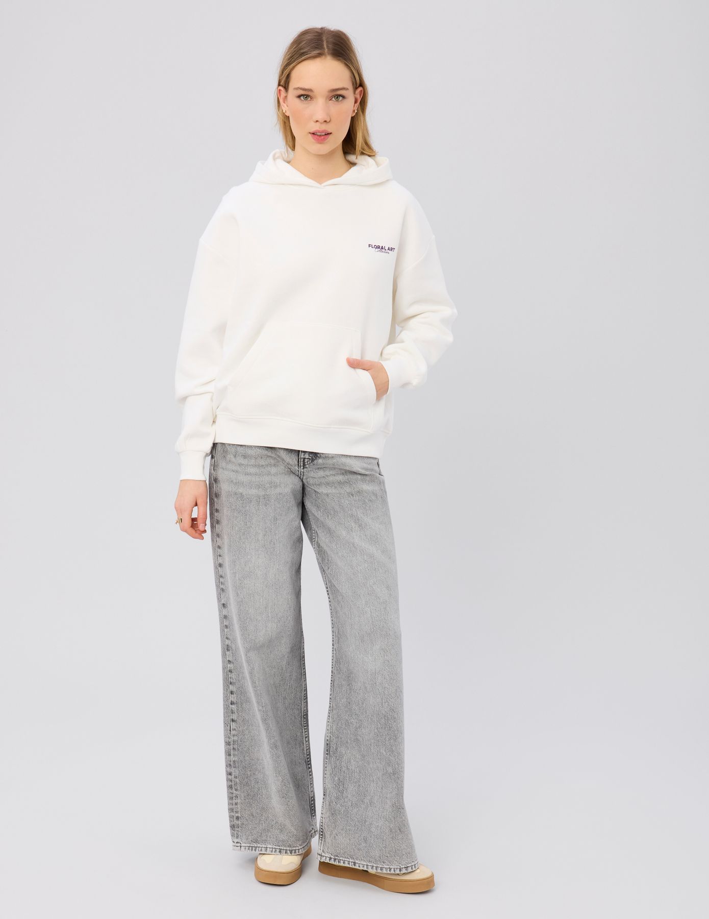 Sweat col capuche imprim&eacute; devant/dos