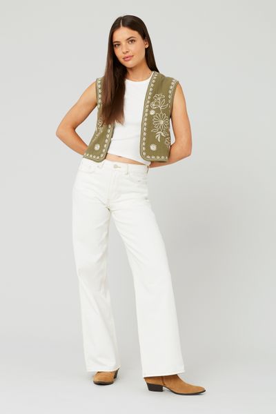 Veste sans manches brod&eacute;e