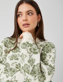 Pull col rond jacquard