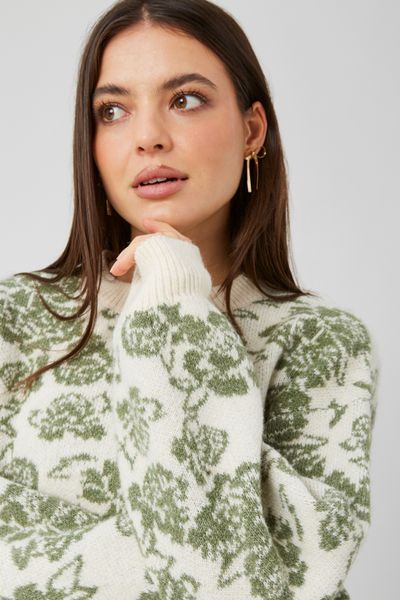 Pull col rond jacquard