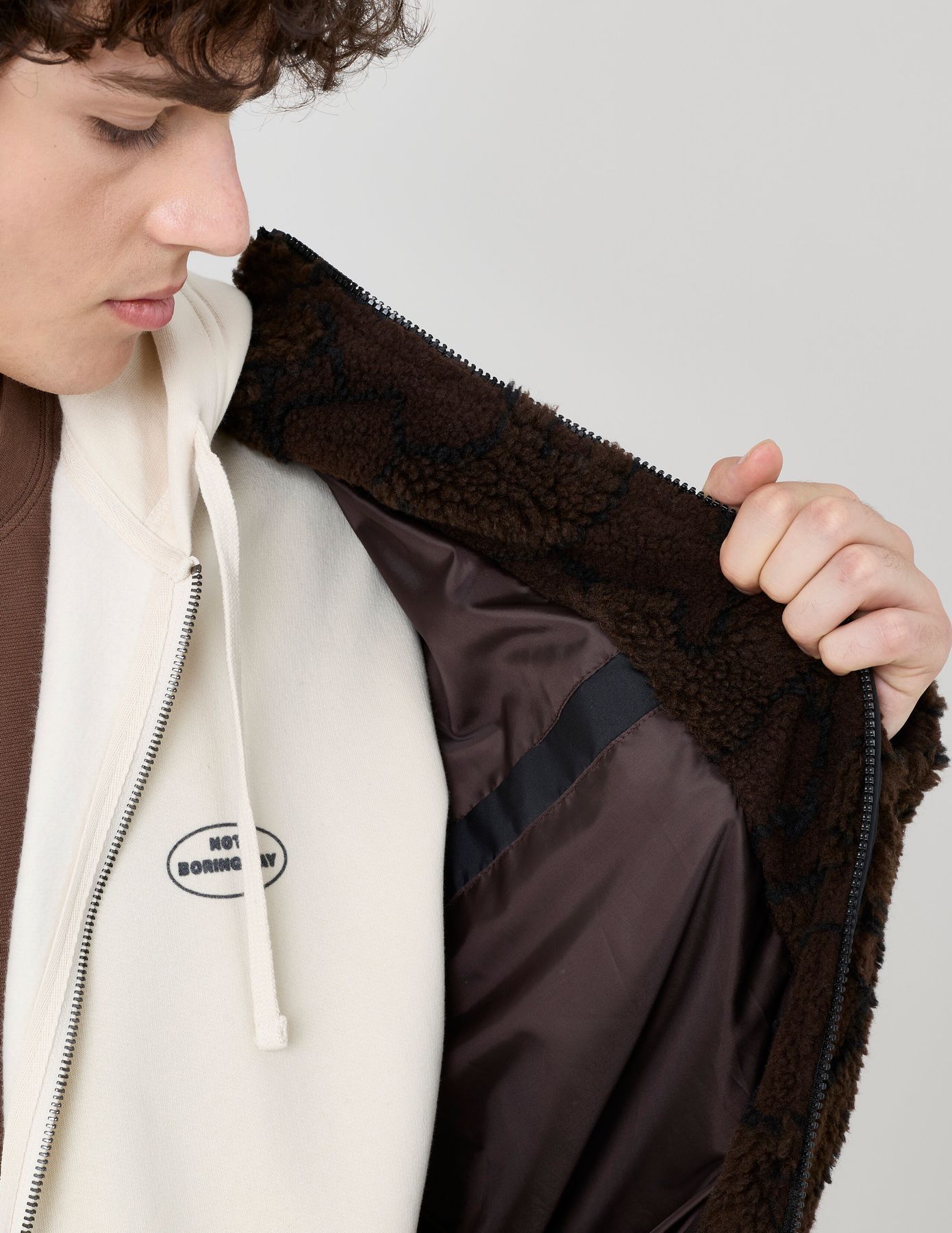 Blouson zippé sherpa imprimé
