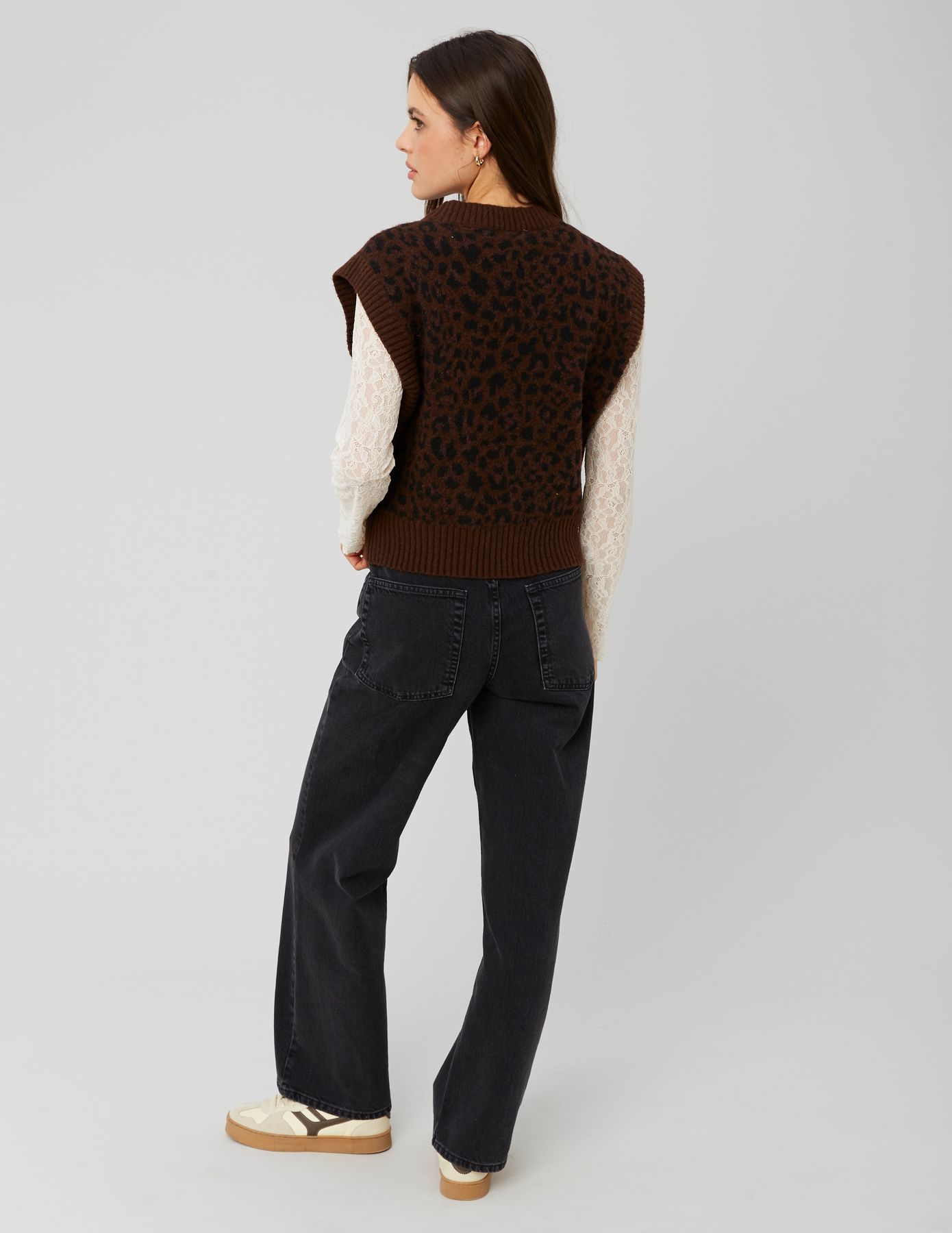 Pull sans manches léopard