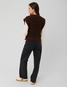 Pull sans manches léopard