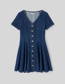 Robe denim boutonn&eacute;e