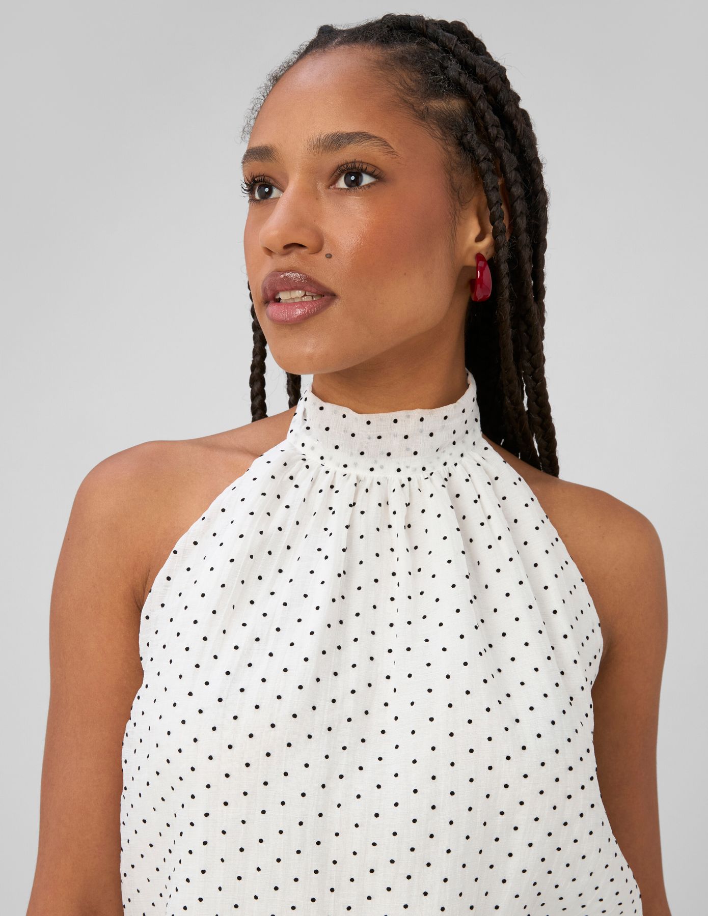 Robe courte imprim&eacute;e pois