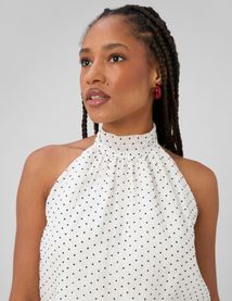 Robe courte imprim&eacute;e pois
