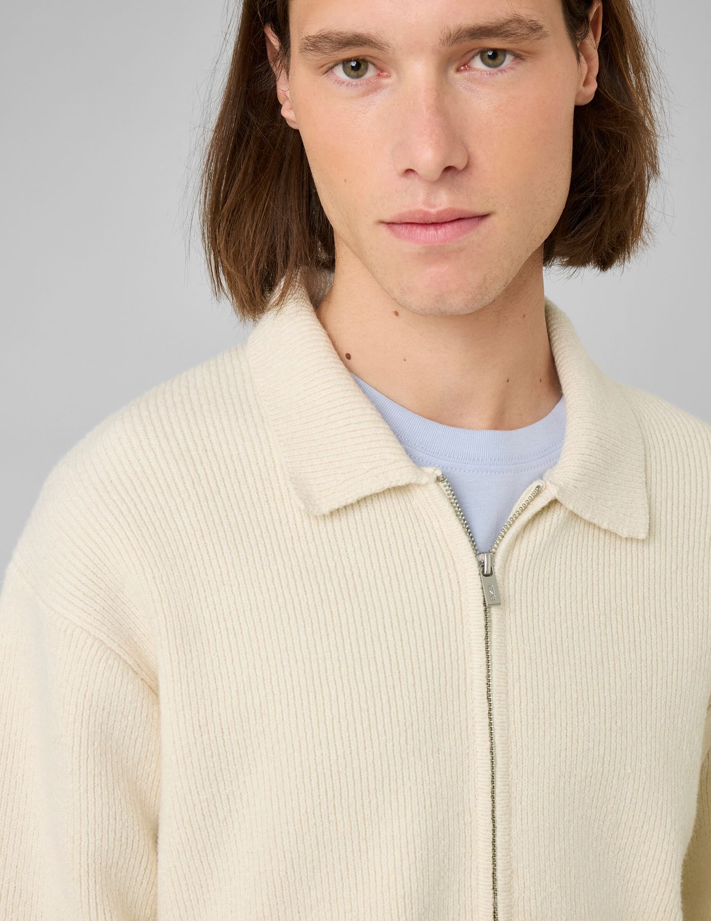 Cardigan zipp&eacute; col polo