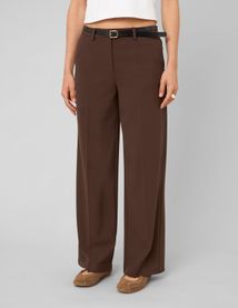 Pantalon droit &agrave; ceinture