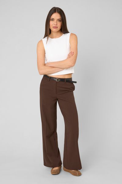 Pantalon droit &agrave; ceinture
