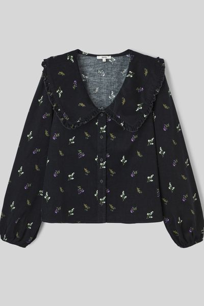 Blouse imprimée en velours côtelé
