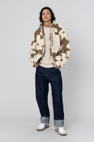 Veste sherpa zipp&eacute;e fleurs