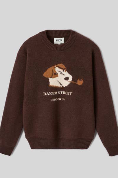 Pull col rond jacquard