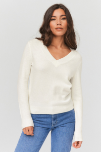 Pull col V femme