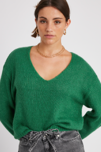 Pull col V femme